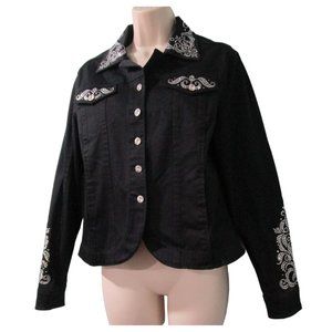 Christine Alexander Black Jacket Silver Nailhead Rhinestone Accent Ladies XS EUC